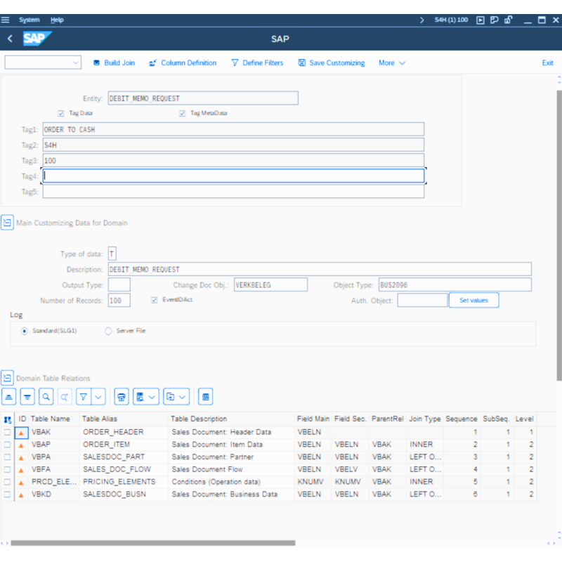 Debit Memo Request by Tables
