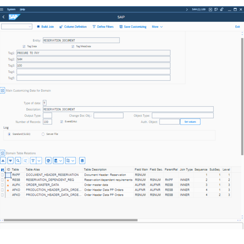 Reservation Document by Tables
