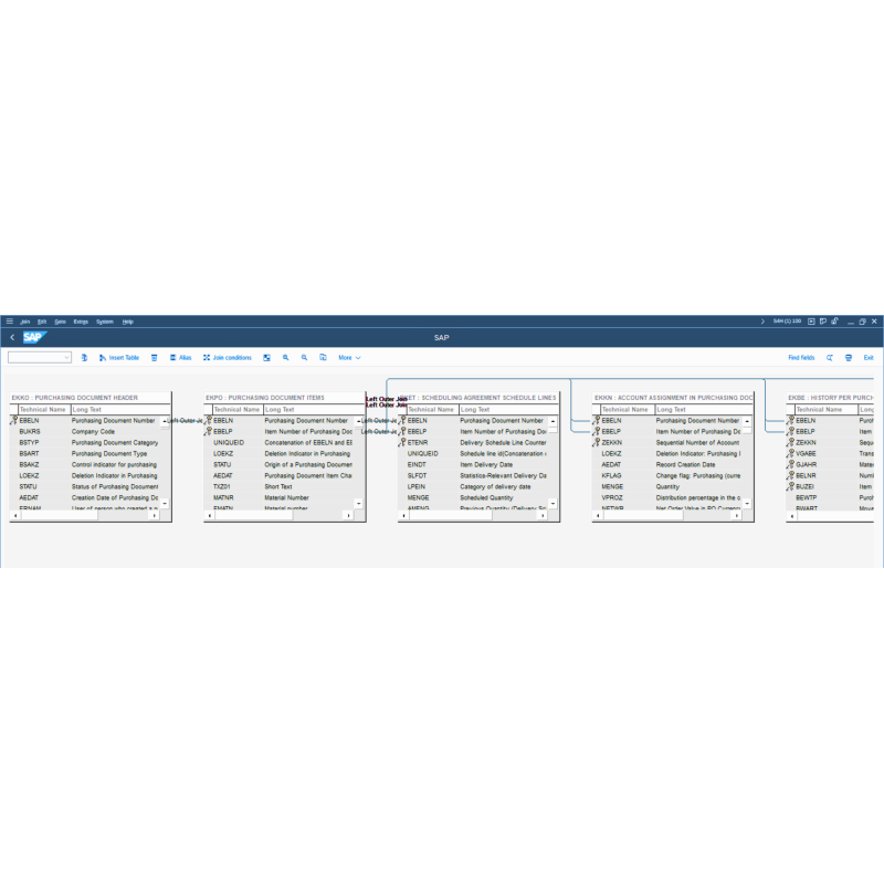 Purchase Order by Tables