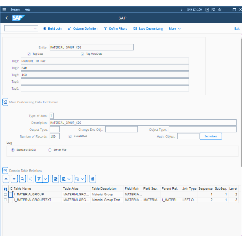 Material Group by CDS VIEWS