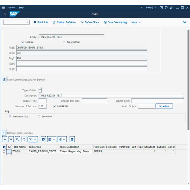 Taxes Region Text by Tables
