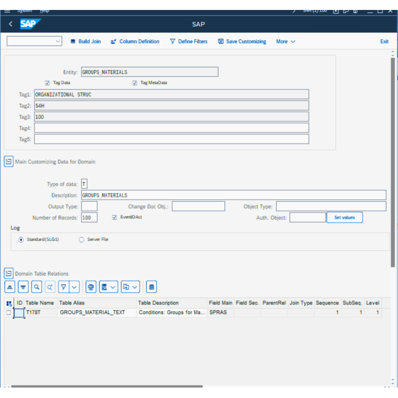 Groups Material by Tables