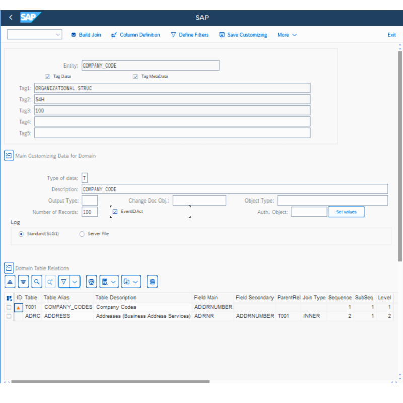 Company Code by Tables