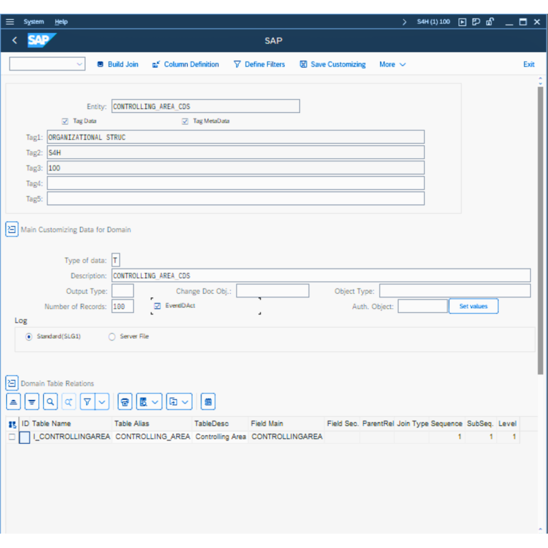 Controlling Area by CDS VIEWS