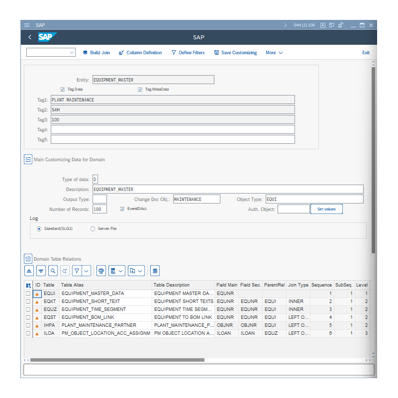 Equipment Master by Tables