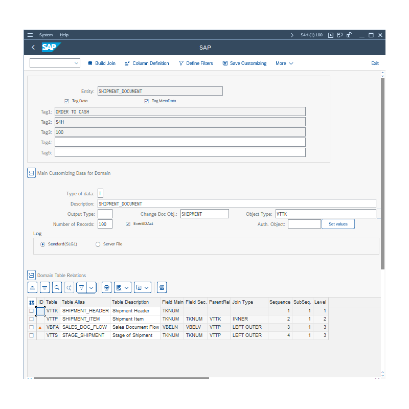 Shipment Document by tables