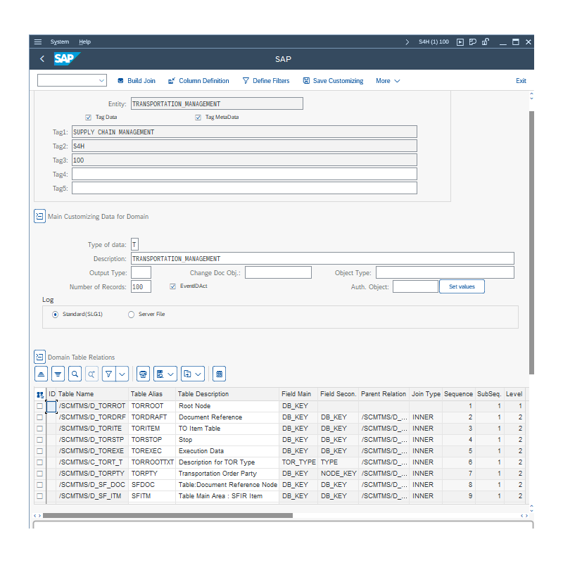 Transportation Management by Tables