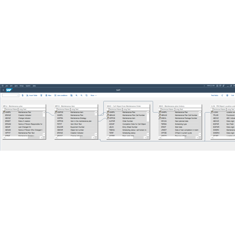 Maintenance Event Builder by Tables