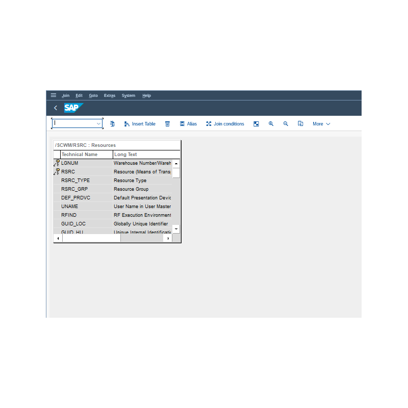 EWM Resource by Tables