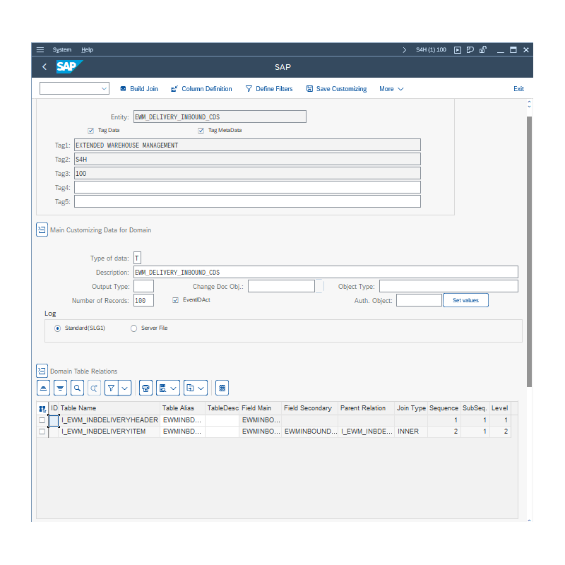 EWM Delivery Inbound by CDS VIEWS