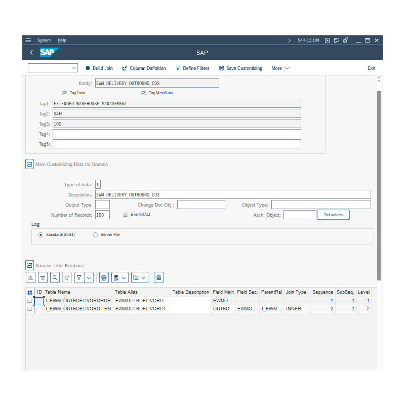 EWM Delivery Outbound by CDS VIEWS
