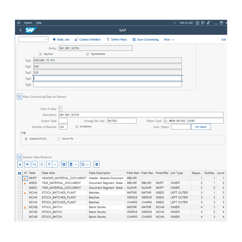 Inventory Movement Batch by Tables