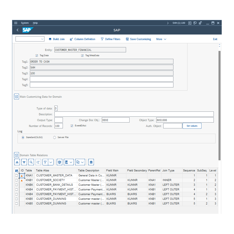 Customer Master Financial by Tables