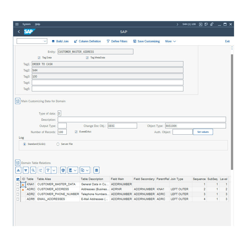 Customer Master Address by Tables
